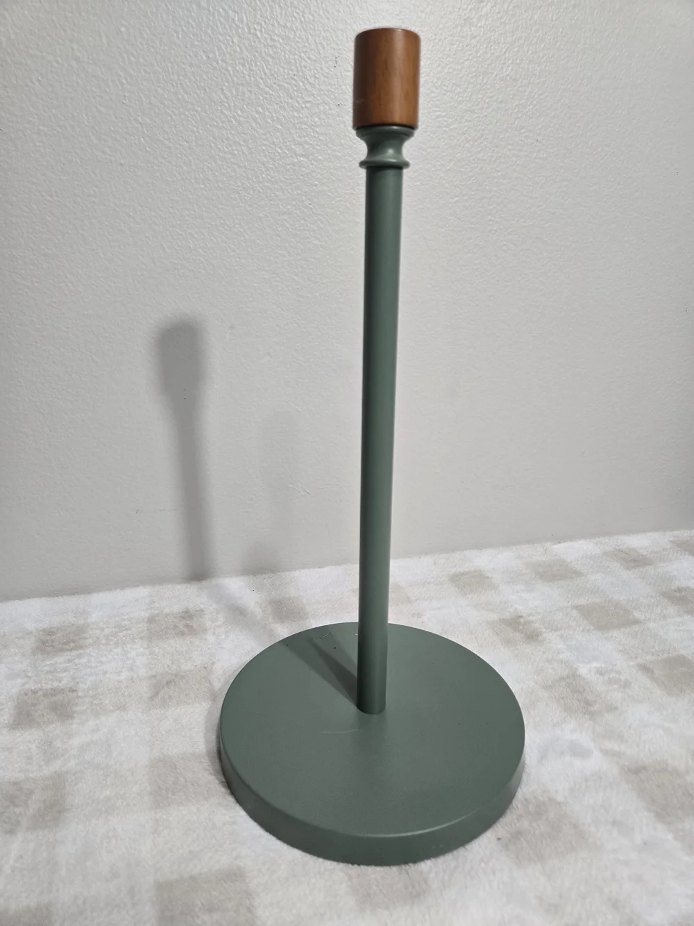 Umbra Modern Green Wood Taper Candle Holder w/ Brown Top, 13 in Round